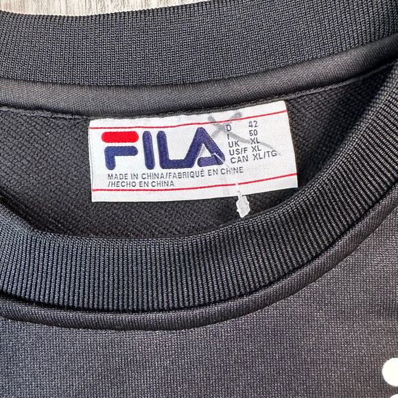 Fila Crop Top Black Sweatshirt Track Suit Top, Button Bell Long Sleeve WMNS XL - Picture 2 of 6